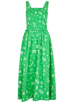 Kiera printed cotton midi dress