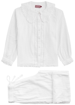 Broderie anglaise cotton pyjama set