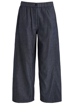 Wide-leg chambray trousers