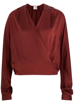 Wrap-effect silk blouse