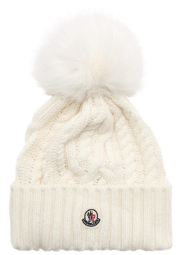 Pompom wool-blend beanie 