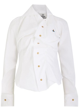 Drunken gathered cotton poplin shirt