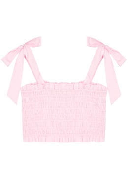 Jama cropped smocked cotton top