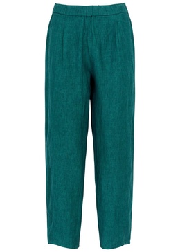 Tapered-leg linen trousers 