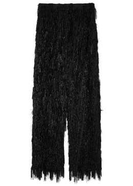 Tinsel-fringed chiffon trousers