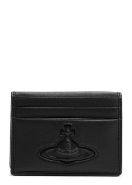 Orb-embossed leather card holder 