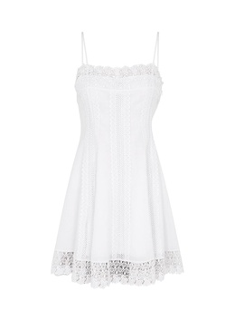 Ornella lace-trimmed cotton-blend mini dress