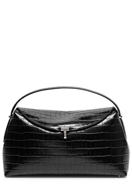 T-Lock crocodile-effect leather top handle bag