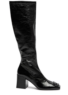 75 crinkled vinyl knee-high boots 