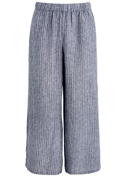 Striped wide-leg linen trousers