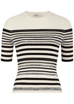 Elena striped ribbed-knit top 