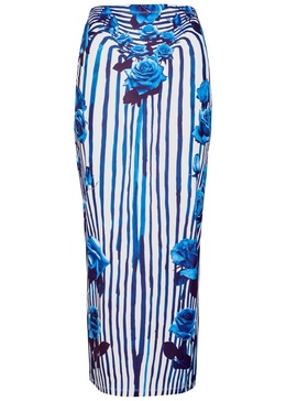 Flower Body Morphing stretch-jersey midi skirt 