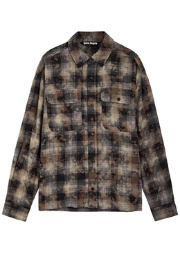 Checked logo-print flannel shirt 