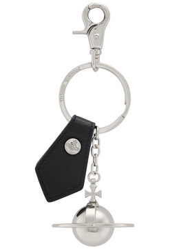 Orb silver-plated and leather keyring 