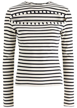 Striped cut-out cotton top 