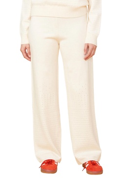 open knit flare pants in ivory