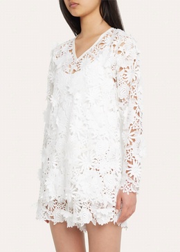 isla 3d lace dress in white