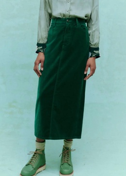 the velvet column skirt in emerald