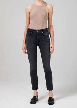 ella mid rise slim crop jean in organic film noir