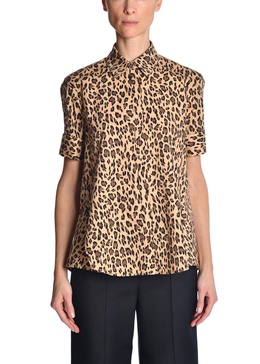 trapeze top in printed poplin