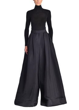 wide leg pleated pant in silk faille