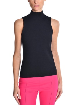 sleeveless turtleneck in knit jacquard