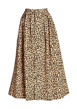 button down skirt in printed cotton faille