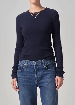 bina crewneck top in navy