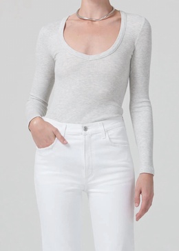 anouk long sleeve v-neck in heather grey