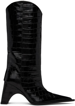 Black Croco Bridge Cowboy Boots