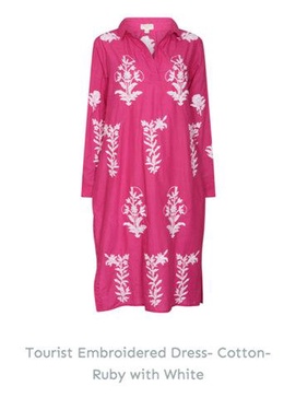 White Embroidered Tourist Dress Cotton Ruby