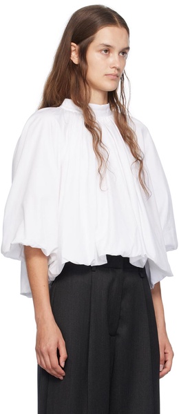 White Back Bow Balloon Blouse