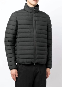 men's erion quilted zip up puffer coat jacket in black