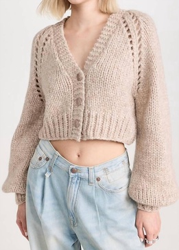 marshe crop cardigan in fawn