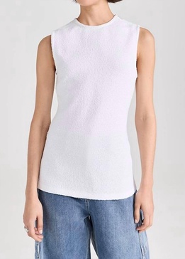 boucle knit sleeveless top in white