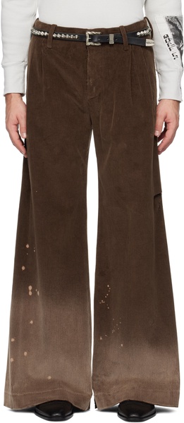 Brown Corduroy Wide Leg Flare Trousers