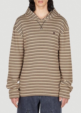 Acne Studios Face Logo Patch Striped Hoodie