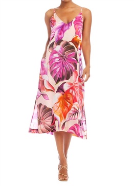 side slit midi dress in print