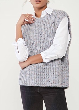 touch sleeveless knit sweater in ice blue