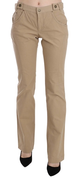 Just Cavalli  Cotton Mid Waist Straight Trousers Pants