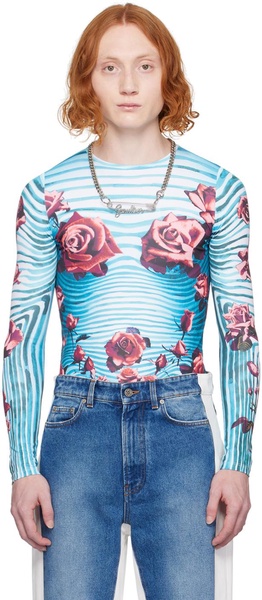 Blue & Red Floral Long Sleeve T-Shirt