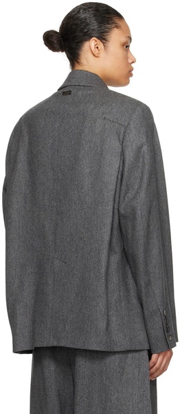 Gray Double-Breasted Blazer