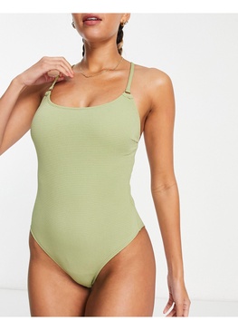 Accessorize crinkle swimsuit in khaki