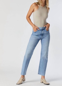 barcelona high rise wide leg jean in light organic blue