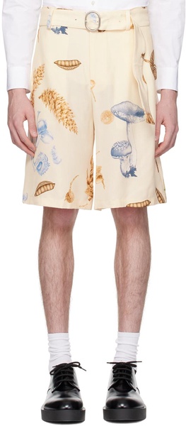 Beige Printed Shorts