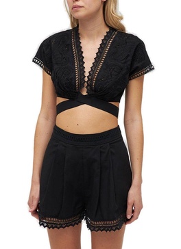 Ermanno Scervino Lace Detailed Cropped Top