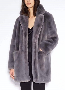 sophie faux fur coat in carbon