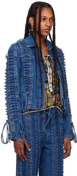 Blue 'The Lace-Up' Denim Jacket