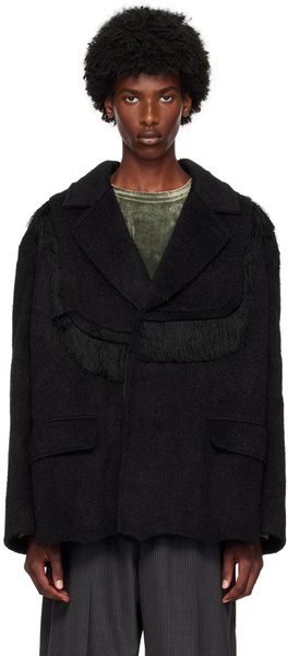 Black Zibeline Shaggy Wool Coat