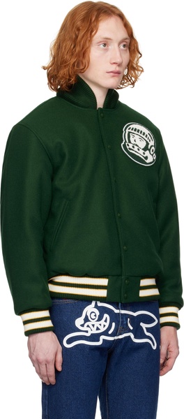 Green Script Logo Varsity Bomber Jacket